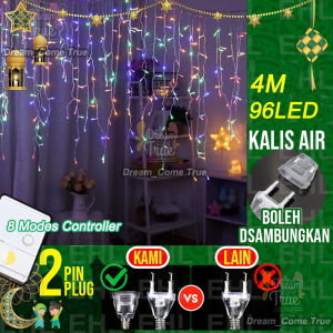 4M 96LED hari raya lights Icicle Light String Led Curtain Lights Fairy Light Outdoor Waterproof Lighting Home Garland Outdoor Wedding Party Festival Decor hari raya Decoration