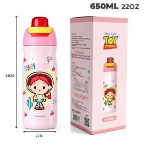 Disney x HoneyLion - Disney Toy Story 650ml 316 Stainless Steel Insulated Bottle Straw Tumbler with Pop Up Lid Leakproof School Cup Woody Buzz Jessie