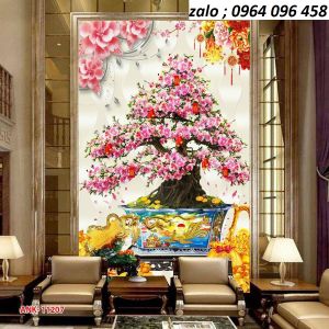 Tranh gạch men 3d ốp tường tranh hoa đào - GFDS3