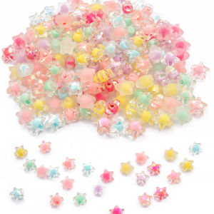 80pcs/Bag Plastic Acrylic Star Beads Fashion Loose Spacer Beads for Jewelry Makeing DIY Hairpin Earring Necklace Handmade Bracelet