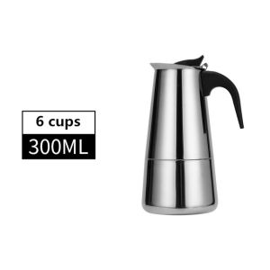 Fypo 300ml/600ml Coffee Pot Stainless Steel Mocha Coffee Pot with Filters Latte Espresso Percolator Stove Coffee Maker Office Kitchen Barista Tools Moka Coffee Pot