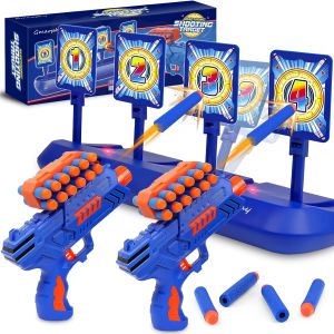 GMAOPHY Digital Shooting Targets with 2 Foam Dart Toy Blaster Kids Shooting Game Toys Electronic Scoring Auto Reset 4 Targets Birthday for Ages 5 6 7 8 9 10+ Years Old Kids Boys Girls