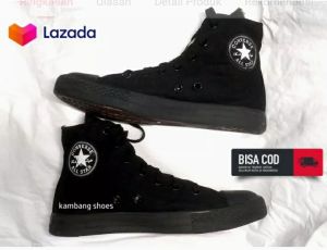 PROMO SEPATU HITAM POLOS FULLBLACK ALL STAR SEPATU PRIA SNEAKERS HITAM POLOS