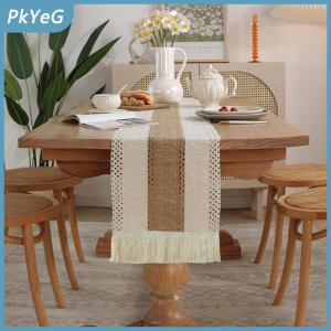 PkYeG Đơn giản và ánh sáng sang trọng bảng Runner bông đay nối Bohemian phong cách bảng RUNNERS với tua ăn nhà Bảng trang trí