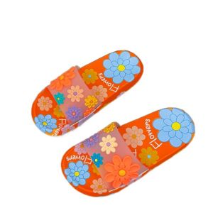 REEBO PVC Flower Slippers Anti Slip Soft Soled Flat Slippers Women Fashion Shoes Flower Slides Sandals Summer