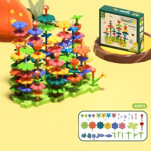 BETTIE Mainan DIY Brick Balok Rangkaian Flower Edukasi Anak Mainan Bunga-bunga Blok Kebun Set