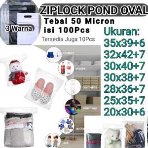 Plastik Klip Pond Oval 50 Micron Tebal Isi 100Pcs – Ukuran Lengkap 35x39+6 32x42+7 30x40+7 30x38+7 28x36+7 25x35+7 20x30+6