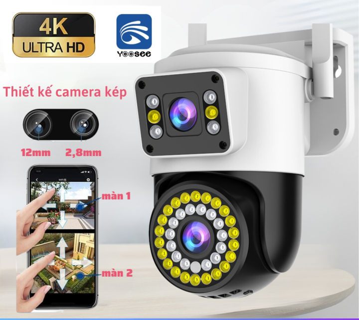 Camera IP Không Dây - Camera Yoosee 2 Mắt Xem 2 Màn Hình Cùng Lúc 5.0MPX Xoay 360 Độ, Xem Đêm Có Màu, Hỗ Trợ Đàm Thoại 2 Chiều – Hàng Chính Hãng Bảo Hành 12 Tháng