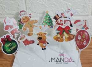 topper tusuk hiasan kue tart puding tumpeng natal merry christmas