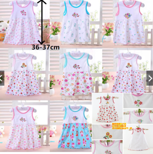 Dress Baby Girl Newborn 0-2 Tahun Birthday Baju Gaun Budak Perempuan Murah Summer Short Sleeve Cute Fashion Floral Kids