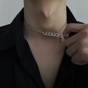 Kalung Salip Pria wanita Titanium Model Hip Hop Anti Karat