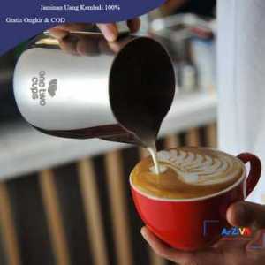 One Two Cups Milk Jug Latte Art Gelas Susu Kopi Espresso Frother Foam 350 ml - J068 - Silver