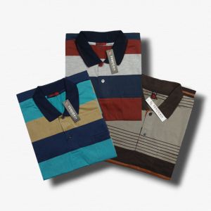 paket 3 pcs kaos kerah salur dewasa wangki kantong depang