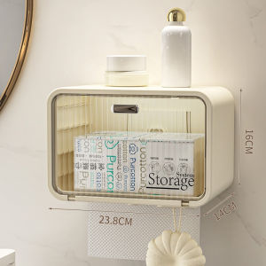 Dear Home กล่องทิชชู่ในห้องน้ำโดยไม่ต้องเจาะผนัง กล่องกระดาษทิชชูแบบติดผนัง กล่องใส่กระดาษชำระในครัวเรือน กล่องทิชชู่