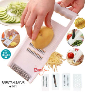 (BISA COD) PROMO Parutan 4 in 1 Multifungsi Alat Pemotong Pengiris Buah dan Sayur / Fruit and Vegetables Slicer Pisau Parut Bentuk Persegi Panjang Bunga Gelombang Perlengkapan Dapur Multifungsi / Alat Pengiris Garnish