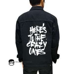 Jaket Jeans Printing Sablon Pria - HITAM H.T.C.O
