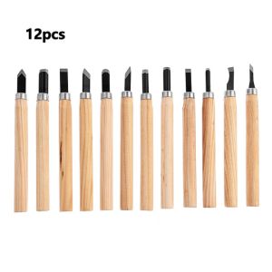 12pcs/Set Pisau Ukir Kayu / Wood Carving Tools Set / Alat Pahat Kayu / Wood Carving Knife Karet Linoleum Set