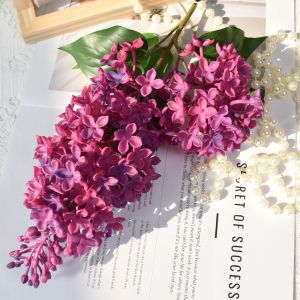 PURETEN Pink Artificial Silicone Lilac Flower Simulation Purple Plastic Fake Flower  75 Cm Artificial Faux Plants Wedding Decoration