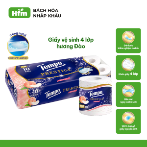 [MUA 1 LỐC TẶNG 2 CUỘN GVS 4 LỚP Giấy vệ sinh cao cấp Prestige Mềm Mại - 4 lớp bền dai an toàn - Thương Hiệu Đức (Lốc 10 Cuộn)
