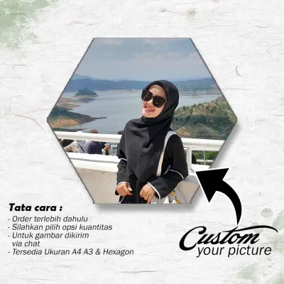 PAKET CETAK FOTO BINGKAI HEXAGON UKURAN 8R TERMURAH - WALLDECOR - DEKORASI KAMAR 2023