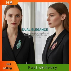 HB Fashion Luxury Peacock Brooch Rhinestone Decor For Women Jewelry Best Gift For Birthday Engagement Elegant Coat Pin