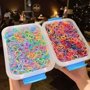 Chun Buộc Tóc Cho BÉ Hộp 4000 Chun Buộc Tóc Kèm Hộp Đựng Nhiều Màu Sắc