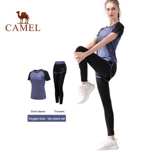 Cameljeans Sports Womens 2 pcs Yoga Suit Running T-shirt &Pants