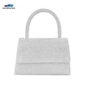 Ueb Official Mall ✪ Women Mini Elegant Handbag Solid Color Sequins Glittering Wrist Bag Versatile Small Bling Handbag Dinner Party Wedding Bag