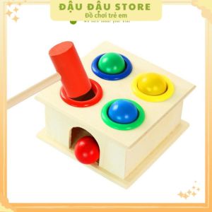 Đồ Chơi Hộp Đập Bóng Búa Gỗ Và 4 Bóng Cho Bé Đậu Đậu Store