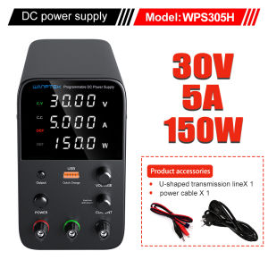 DC Power Supply Variable 30V 10A Bench Power Supply with 4-Digits LED Display 5V/3.6A USB Quick-Charge Adjustable Switching Power Supply with Encoder Adjustment Knob Output Enable/Disable Button