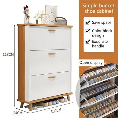 Shoe Cabinet Wood Flip Shoe Cabinet Shoe Rack Shoe Organizer Family Storage Cabine Light Luxury Foyer Cabinet At the Entrance For Storing Artifacts Small Unit Type Narrow Shoe Cabinet
