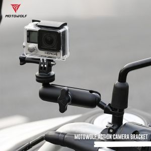 Motowolf Action Camera Holder Bracket Aluminum Alloy 360 Rotation Motorcycle Action Camera Holder