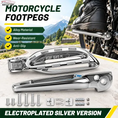 METCAR Motorcycle Footpegs Chrome Silver Alloy Anti Slip Footrest 2pcs Plug & Play For Vario Beat Scoopy Genio Supra Revo F1ZR
