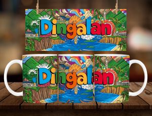 * 1 PC MUG WITH BOX * DINGALAN COLORFUL MUG DESIGN 11oz with BOX SOUVENIR MUG