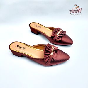 Wakca Sandal Heels Slop Pesta Sepatu Hak Tahu 4 cm Gaya Pita Terbaru