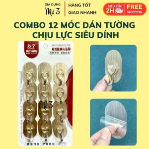 Combo 12 Móc Dán Tường Chịu Lực Siêu Dính Treo Đồ Nhà Bếp Phòng Tắm Đa Năng – Móc Dán Trong Suốt Tải Trọng 10kg