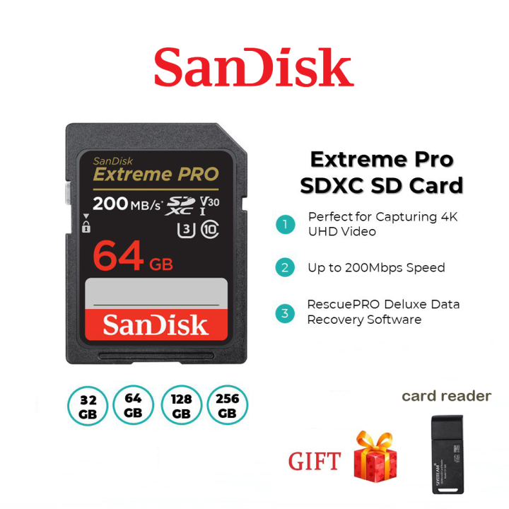 SanDisk 64GB Extreme PRO UHS-I U3 SD card 200MB/s SDXC Memory card
