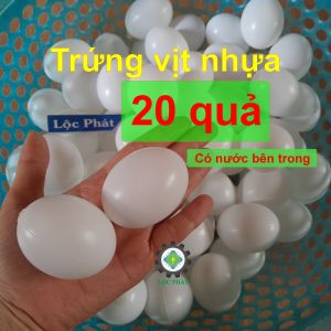 20 Trứng vịt nhựa có nước bên trong màu trắng to gần như trứng thật shop Lộc Phát CB20TRV-TR
