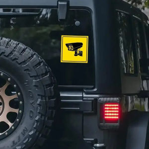 Ginca 10pcs Safety Camera Pattern Motorcycle Stickers Waterproof For Fuel Tank Scooter DIY Car Window Bumper Warning Vinyl Decals