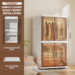 Foldable Large Wardrobe Cabinet with Adjustable Shelves Hanging Pull-Out Racks & Large Capacity Rainbow Culture