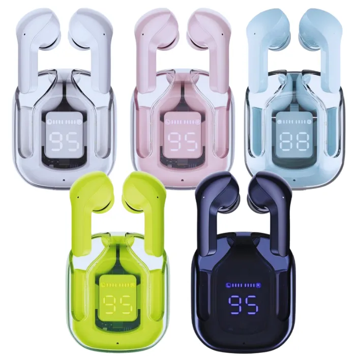 TWS Wireless Earphone Bluetooth 5.3 - Transparent Charging Case LED Display