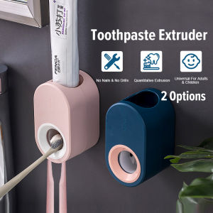 2 in 1 Automatic Toothpaste Squeezer Toothpaste Dispenser Wall Mounted Toothbrush Holder/ Toothbrush Rack Tempat Letak Ubat Gigi