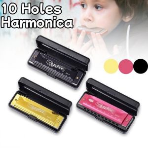 10 Holes Harmonica Music Toy for Kids Portable with Box Musical Instrument for Beginner Teaching