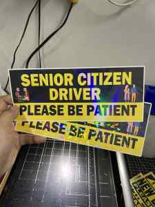 SENIOR CITIZEN DRIVER PREMIUM QUALITY STICKER BUY 1 TAKE 1 (waterproof scratch proof non faded)