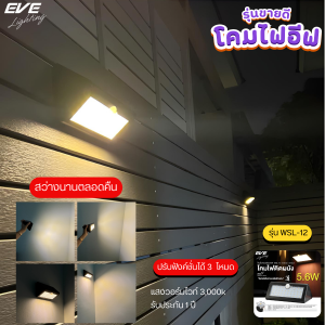 EVE โคมไฟติดผนัง โซล่าเซลล์ แอลอีดี LED รุ่น WSL-12 ปรับได้ 3 โหมด ขนาด 5.6 วัตต์ แสงเหลือง วอร์มไวท์
