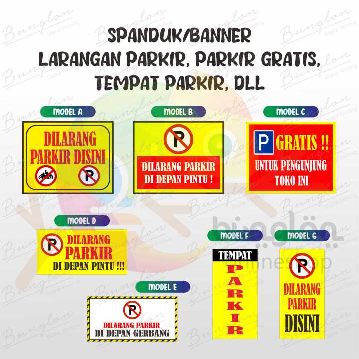 Spanduk Banner Larangan Parkir, Parkir Gratis, Tempat Parkir, Dll ...