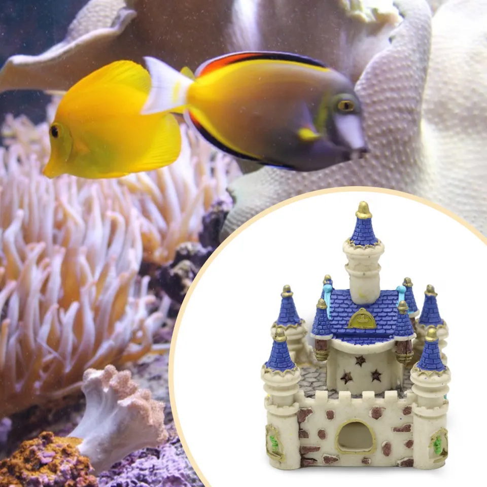 Aquarium Ornament Castle Shape Decorating Mini Resin Cartoon