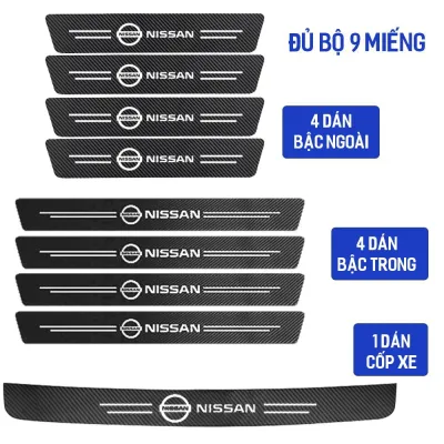 Bộ miếng dán vân carbon nẹp cửa ô tô chống trầy xước bảo vệ bậc lên xuống decal tấm dán trang trí cửa cốp oto xe hơi Toyota Mazda Honda Kia Ford Mitsubishi Honda Hyundai Chevrolet Nissan