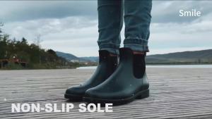 Smile Brown Waterproof Anti-slip Short Boots Chelsea Rain Boots For Women Men Outdoor Ladies Comfort Leisure Daily Walking Boots
