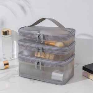 GTGTF4213 Large Capacity Travel Cosmetic Bag 1/2/3 layer Transparent Mesh Makeup Case Fashion Storage Make Up Organizer Bag Womens